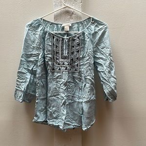 Sky blue gauzy flowy boho hippie top by Lucky Brand